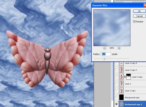 Creation of Butterfootfly: Step 7